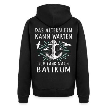 Baltrum Nordseeküste Nordsee Souvenir - Unisex Premium Bio Zip Hoodie - Schwarz - Hinten - Nico (187cm)