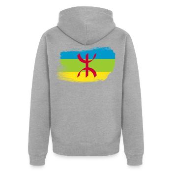 Amazigh - Veste à capuche bio Premium Unisexe - gris chiné - Dos - Nico (187cm)