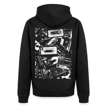 punk cassettes - Unisex Premium Organic Zip Hoodie - black - Back - Nico (187cm)