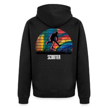 Roller - Unisex Premium Bio Zip Hoodie - Schwarz - Hinten - Nico (187cm)