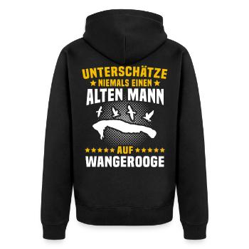 Wangerooge Sprüche Männer - Unisex Premium Bio Zip Hoodie - Schwarz - Hinten - Nico (187cm)