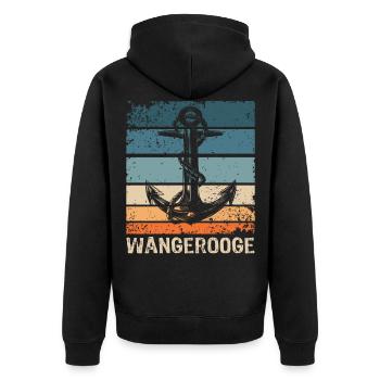 Wangerooge Insel Nordsee Motiv - Unisex Premium Bio Zip Hoodie - Schwarz - Hinten - Nico (187cm)