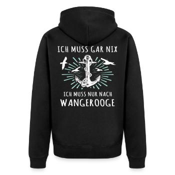 Wangerooge Urlaub Sprüche Nordsee - Unisex Premium Bio Zip Hoodie - Schwarz - Hinten - Nico (187cm)