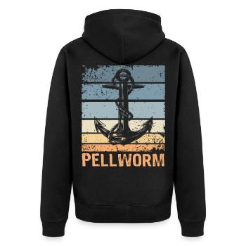 Pellworm Urlaub Nordsee Anker - Unisex Premium Bio Zip Hoodie - Schwarz - Hinten - Nico (187cm)