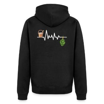 Sauna Saunameister Geschenk Saunieren - Unisex Premium Bio Zip Hoodie - Schwarz - Hinten - Nico (187cm)