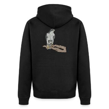 Hawk I Bird of Prey Hunter Pickling Motif for - Unisex Premium Organic Zip Hoodie - black - Back - Nico (187cm)