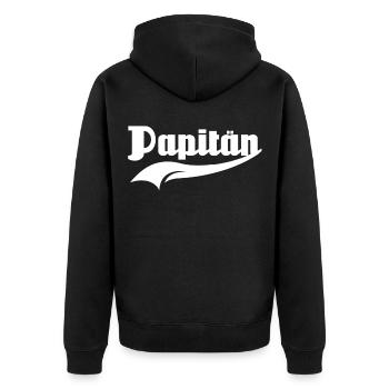 Papitän Kapitän Papa - Unisex Premium Bio Zip Hoodie - Schwarz - Hinten - Nico (187cm)