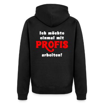 Einmal Mit Profis Arbeiten Geschenk Handwerker - Unisex Premium Bio Zip Hoodie - Schwarz - Hinten - Nico (187cm)