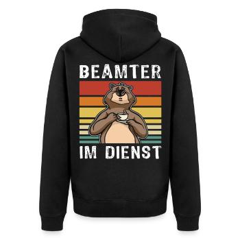 Beamter Kaffee Bär Beamtentum Beamte - Unisex Premium Bio Zip Hoodie - Schwarz - Hinten - Nico (187cm)