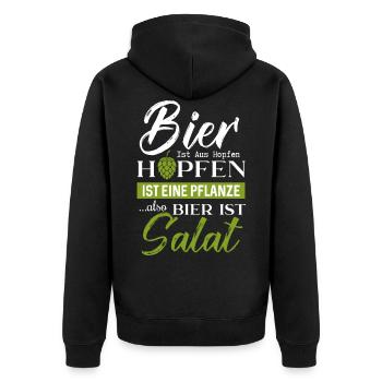 Bier Ist Aus Hopfen Hopfen Ist Eine Pflanze Also - Unisex Premium Bio Zip Hoodie - Schwarz - Hinten - Nico (187cm)