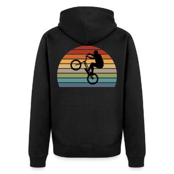 BMX - Unisex Premium Organic Zip Hoodie - black - Back - Nico (187cm)