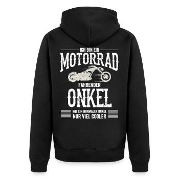 Ich Bin ein Motorrad Fahrender Onkel - Onkel - Sp - Unisex Premium Bio Zip Hoodie - Schwarz - Hinten - Nico (187cm)