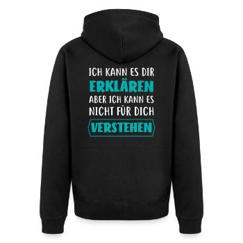 Ich kann es dir erklären - Physik & Mathe Ingenieu - Unisex Premium Bio Zip Hoodie - Schwarz - Hinten - Nico (187cm)