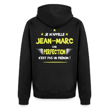 Jean-Marc cadeau humour et drôle - Veste à capuche bio Premium Unisexe - noir - Dos - Nico (187cm)