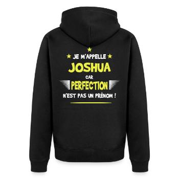 Joshua cadeau humour et drôle - Veste à capuche bio Premium Unisexe - noir - Dos - Nico (187cm)