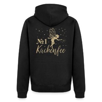 No 1 Küchenfee, Köchin Küchenfee Köchin Chefkoch, - Unisex Premium Bio Zip Hoodie - Schwarz - Hinten - Nico (187cm)