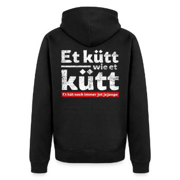 Et Kütt Wie Et Kütt, Köln, Karneval Kölsch Fans - Unisex Premium Bio Zip Hoodie - Schwarz - Hinten - Nico (187cm)
