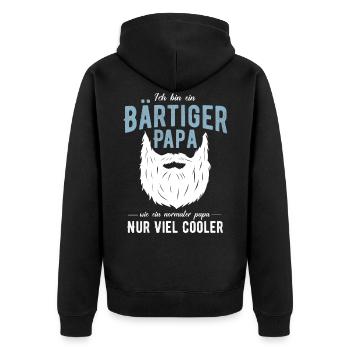 Ich bin ein bärtiger cooler Papa Bärtiger Papa Vat - Unisex Premium Bio Zip Hoodie - Schwarz - Hinten - Nico (187cm)