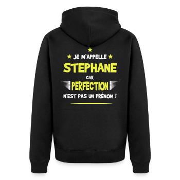 Stéphane cadeau humour et drôle - Veste à capuche bio Premium Unisexe - noir - Dos - Nico (187cm)