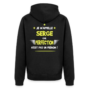 Serge cadeau humour et drôle - Veste à capuche bio Premium Unisexe - noir - Dos - Nico (187cm)