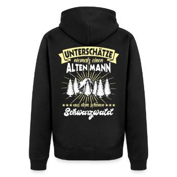 Schwarzwälder Männer Schwarzwald Spruch - Unisex Premium Bio Zip Hoodie - Schwarz - Hinten - Nico (187cm)