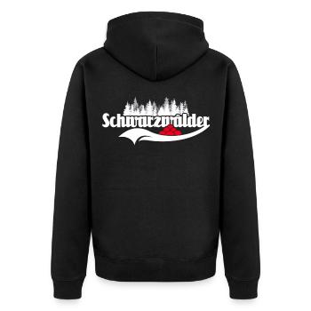 Schwarzwälder Sprüche Schwarzwald - Unisex Premium Bio Zip Hoodie - Schwarz - Hinten - Nico (187cm)