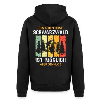 Schwarzwälder Sprüche Schwarzwald - Unisex Premium Bio Zip Hoodie - Schwarz - Hinten - Nico (187cm)