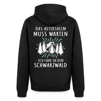 Schwarzwälder Sprüche Schwarzwald - Unisex Premium Bio Zip Hoodie - Schwarz - Hinten - Nico (187cm)