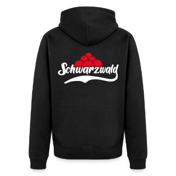 Schwarzwald Souvenir Schwarzwälder Sprüche - Unisex Premium Bio Zip Hoodie - Schwarz - Hinten - Nico (187cm)