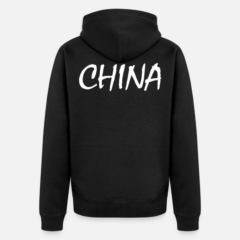 China - Unisex Premium Bio Zip Hoodie - Schwarz