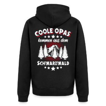 Schwarzwälder Opas Schwarzwald Opa - Unisex Premium Bio Zip Hoodie - Schwarz - Hinten - Nico (187cm)