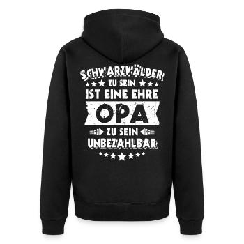 Schwarzwald Opa Schwarzwälder - Unisex Premium Bio Zip Hoodie - Schwarz - Hinten - Nico (187cm)