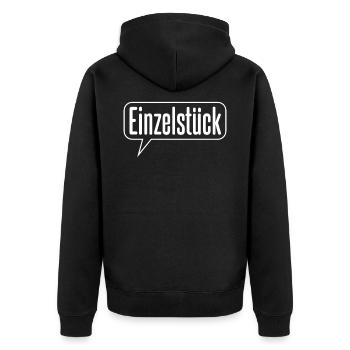 Einzelstück - Unisex Premium Bio Zip Hoodie - Schwarz - Hinten - Nico (187cm)