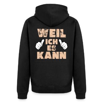 Weil ich es kann Daumen hoch - Unisex Premium Bio Zip Hoodie - Schwarz - Hinten - Nico (187cm)