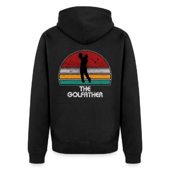 Der Golfather - Unisex Premium Bio Zip Hoodie - Schwarz - Hinten - Nico (187cm)