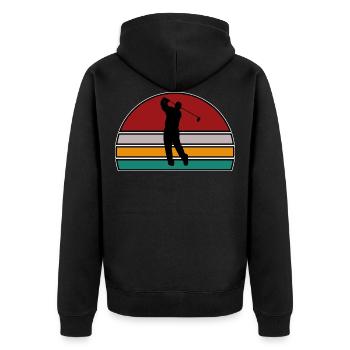 Golf - Unisex Premium Bio Zip Hoodie - Schwarz - Hinten - Nico (187cm)