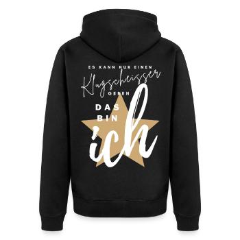 Klugscheisser Besserwisser cool witzig lustig - Unisex Premium Bio Zip Hoodie - Schwarz - Hinten - Nico (187cm)