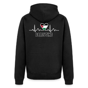 Palästina - Unisex Premium Bio Zip Hoodie - Schwarz - Hinten - Nico (187cm)
