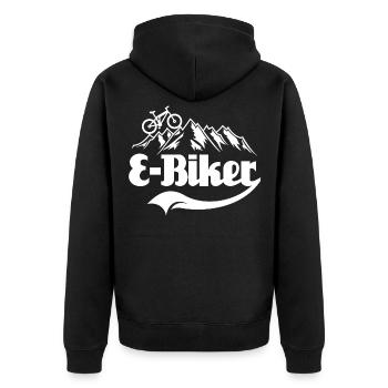 Ebike E-Biker Ebiking E-Biking Fahrrad - Unisex Premium Bio Zip Hoodie - Schwarz - Hinten - Nico (187cm)