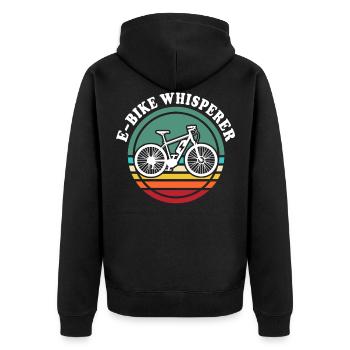 Ebike Flüsterer Ebiker Elektrofahrrad - Unisex Premium Bio Zip Hoodie - Schwarz - Hinten - Nico (187cm)