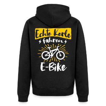 Ebike Elektrofahrrad E-Biker Geschenk - Unisex Premium Bio Zip Hoodie - Schwarz - Hinten - Nico (187cm)