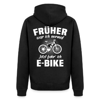 Ebike Elektrofahrrad Pedelec Ebiker - Unisex Premium Bio Zip Hoodie - Schwarz - Hinten - Nico (187cm)