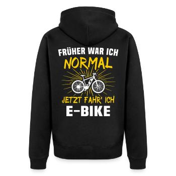 Ebike Sprüche E-Biker - Unisex Premium Bio Zip Hoodie - Schwarz - Hinten - Nico (187cm)