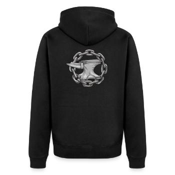 Blacksmith Anvil Hammer Hifschmied Blacksmith Gift - Unisex Premium Organic Zip Hoodie - black - Back - Nico (187cm)