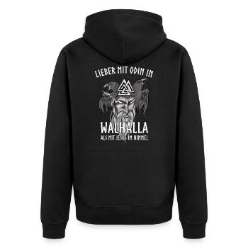 Viking Valhalla Valhalla Odin Schildmaid Mjolnir - Veste à capuche bio Premium Unisexe - noir - Dos - Nico (187cm)