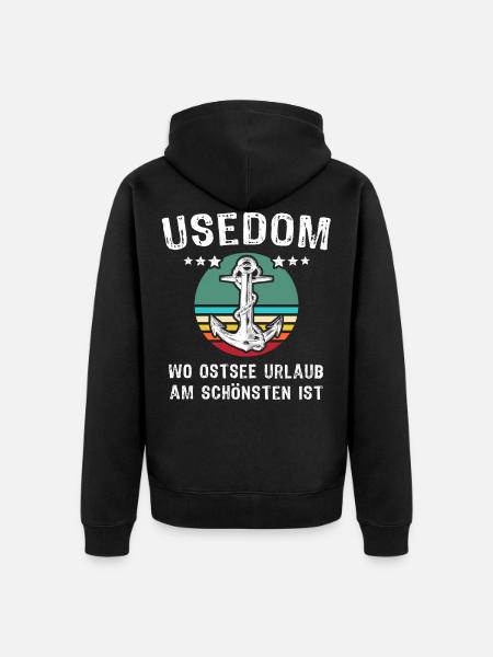 Usedom Ostsee Insel - Unisex Premium Bio Zip Hoodie - Schwarz