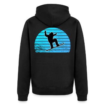 Snowboard - Unisex Premium Bio Zip Hoodie - Schwarz - Hinten - Nico (187cm)