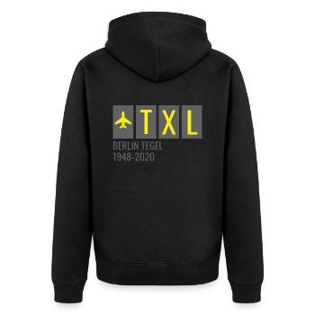 CODE de l’aéroport de TXL Berlin Tegel Allemagne - Veste à capuche bio Premium Unisexe - noir - Dos - Nico (187cm)