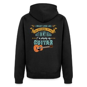 Musique drôle Chemise Je joue ma guitare - Veste à capuche bio Premium Unisexe - noir - Dos - Nico (187cm)