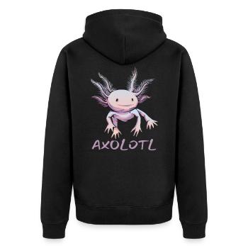 Axolotl Pet Lovers Gift - Unisex Premium Organic Zip Hoodie - black - Back - Nico (187cm)